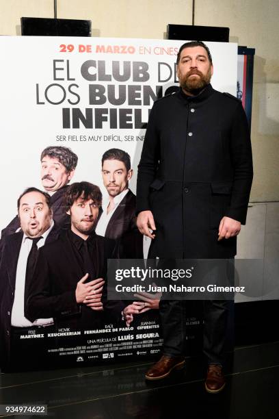 Hovik Keuchkerian attends 'El Club De Los Buenos Infieles' photocall at Palacio de la Prensa Cinema on March 20, 2018 in Madrid, Spain.