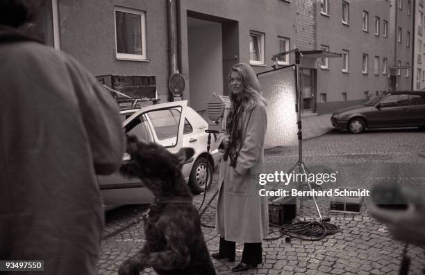 Actress Barbara Rudnik is seen at the set of the ZDF Movie "Im Atem der Berge" on October 14, 1997 in Munich, Germany.