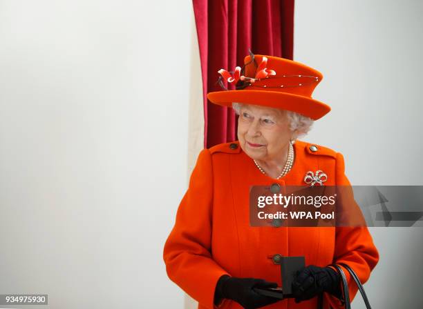 Her Majesty, Queen Elizabeth II visits the Royal Academy of Arts to mark the completion of a major redevelopment of the site on March 20, 2018 in...