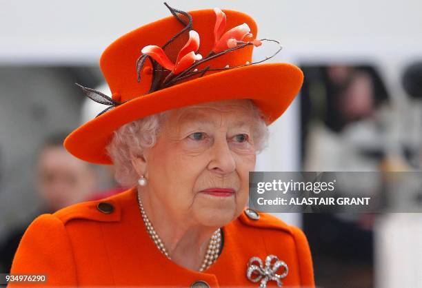 Britain's Queen Elizabeth II visits the Royal Academy of Arts in London on March 20, 2018. The Royal Academy of Arts has completed a major...