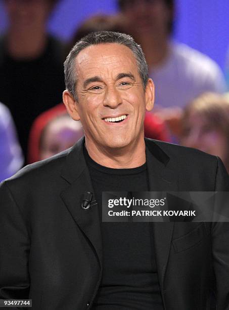 French journalist and TV host Thierry Ardisson attends the recording of "Le Grand journal" news program on Canal + TV channel on November 25, 2009 in...