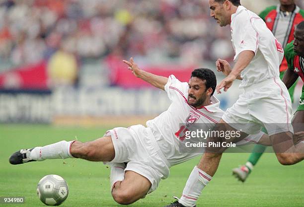 Tarek Thabet of Tunisia during the 2002 World Cup Qualifier against Ivory Coast played at the El Menzah Stadium in Tunis, Tunisia. The match ended in...