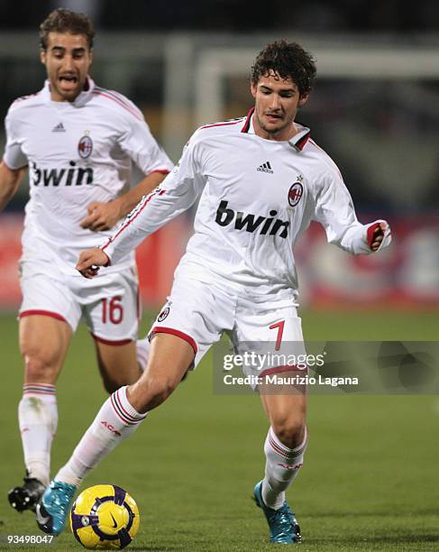 Alexandre Pato of AC Milan is shown in action during the Serie A match between Catania Calcio and AC Milan at Stadio Angelo Massimino on November 29,...