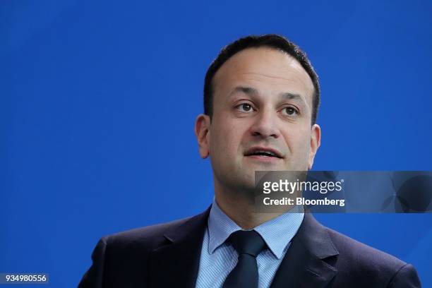 Leo Varadkar, Ireland's prime minister, speaks during a news conference inside the Chancellery in Berlin, Germany, on Tuesday, March 20, 2018. The...