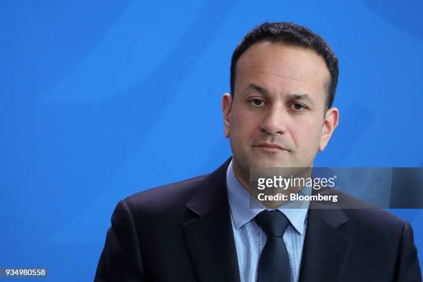 Leo Varadkar, Ireland's prime minister, pauses during a news conference inside the Chancellery in Berlin, Germany, on Tuesday, March 20, 2018. The...