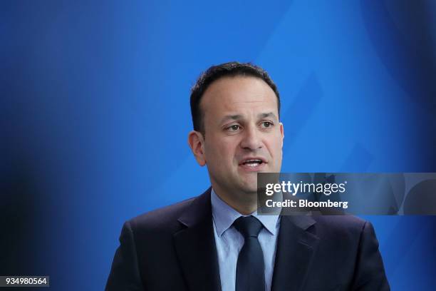 Leo Varadkar, Ireland's prime minister, speaks during a news conference inside the Chancellery in Berlin, Germany, on Tuesday, March 20, 2018. The...