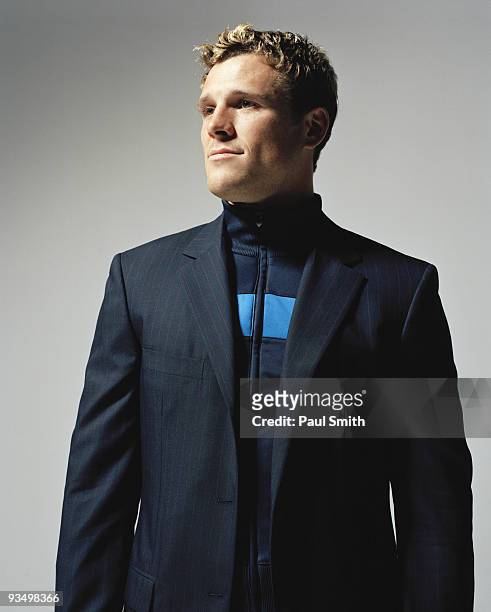 Rower & tv presenter James Cracknell poses for a portrait shoot in London on September 4, 2003.