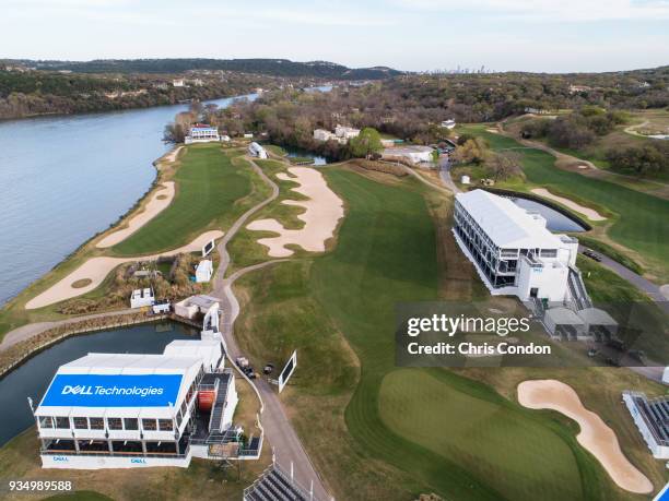 Ane aerial view of the 14th and 15th hole prior to the World Golf Championships-Dell Technologies Match Play at Austin Country Club on March 17, 2018...