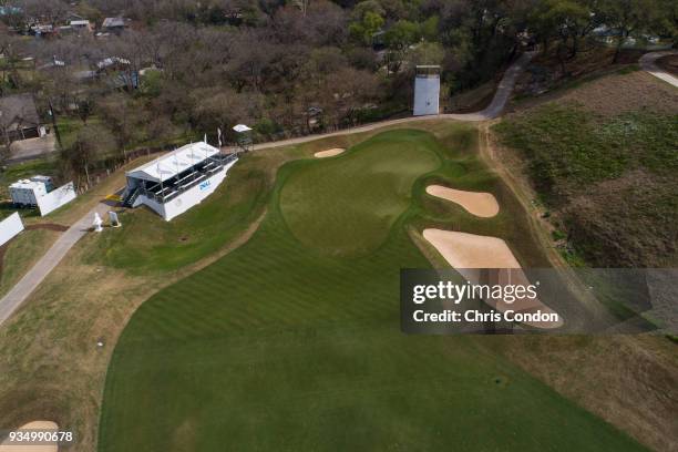 An aerial view of the 16th green prior to the World Golf Championships-Dell Technologies Match Play at Austin Country Club on March 17, 2018 in...