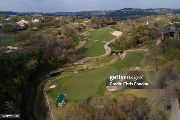 An aerial view of the third green prior to the World Golf Championships-Dell Technologies Match Play at Austin Country Club on March 17, 2018 in...