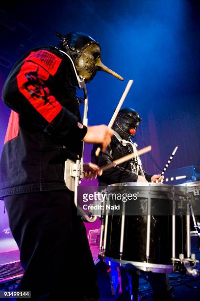 Chris Fehn of Slipknot performs on stage at Hammersmith Apollo on December 2nd 2008 in London.