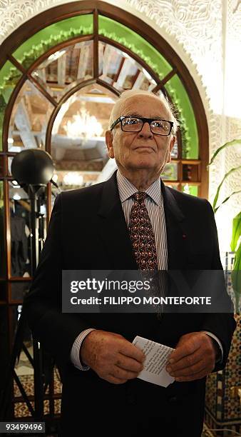 Newly named goodwill ambassador of the Food and Agriculture Organization French fashion designer Pierre Cardin attends the ceremony for his...