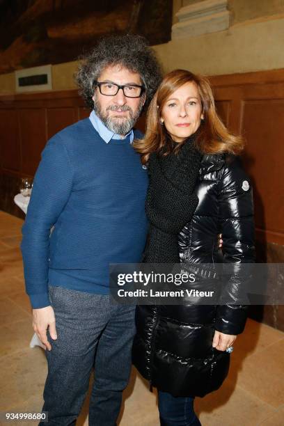 Director Radu Mihaileanu and Musician Anne Gravoin attend "Opera en Plein Air" Press Confernce at Hotel Des Invalides on March 20, 2018 in Paris,...