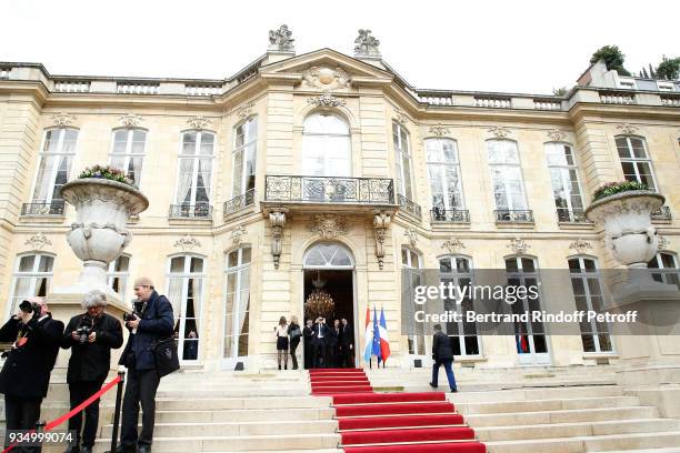 Illustration view during the meeting of Grand-Duc Henri and Grande-Duchesse Maria Teresa of Luxembourg at the "Hotel de Matignon" during their State...