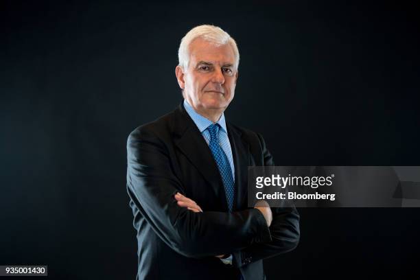 Alessandro Profumo, chief executive officer of Leonardo SpA, poses for a photograph following a Bloomberg Television interview in London, U.K., on...