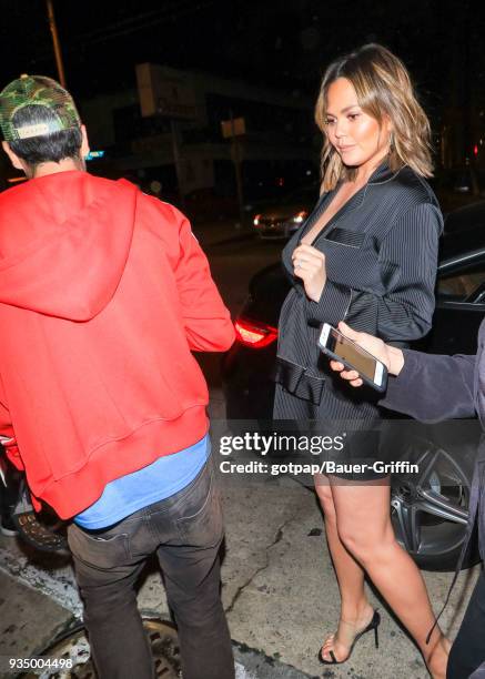 Chrissy Teigen is seen on March 19, 2018 in Los Angeles, California.