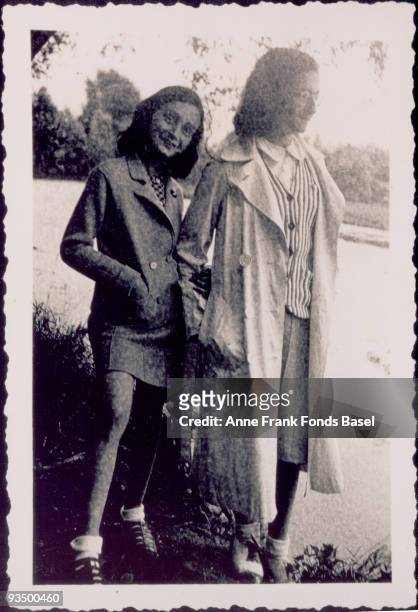 Teenaged diarist Anne Frank with her older sister Margot , 1940.