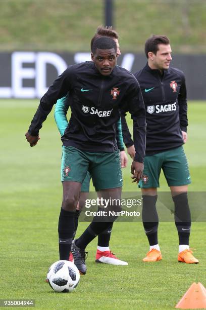 Portugal midfielder William Carvalho during training session at Cidade do Futebol training camp in Oeiras, outskirts of Lisbon, on March 20, 2018...