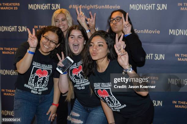 Fans from Best Buddies pose in the photo booth at Midnight Sun Talent Screening Introduction at Regal South Beach on March 19, 2018 in Miami, Florida.