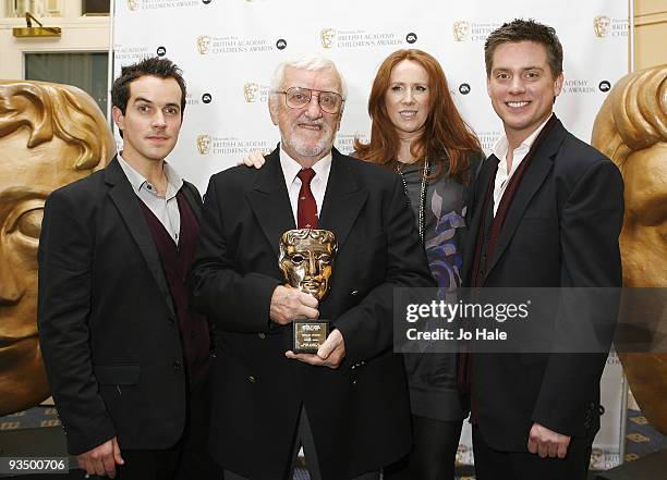 Dick aka Richard McCourt, Bernard Cribbins with The Special Award, Catherine Tate and Dom aka Dominic Simon Wood in the press room at the 'EA British...