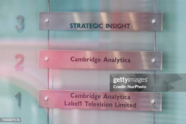 The London headquarters of Cambridge Analytica stands on New Oxford Street in central London on March 20, 2018. The company is accused of using the...