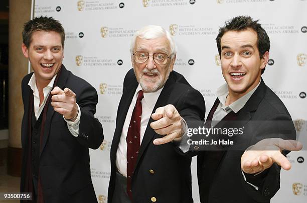 Dick aka Richard McCourt, Bernard Cribbins and Dom aka Dominic Simon Wood arrive at the 'EA British Academy Children's Awards 2009' at The London...