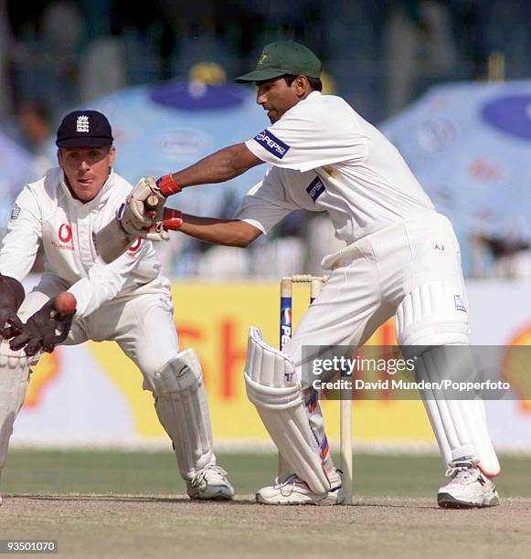 Pakistan batsman Yousuf Youhana in action during his innings of 124 runs on the fifth day of the 1st Test match between Pakistan and England at the...