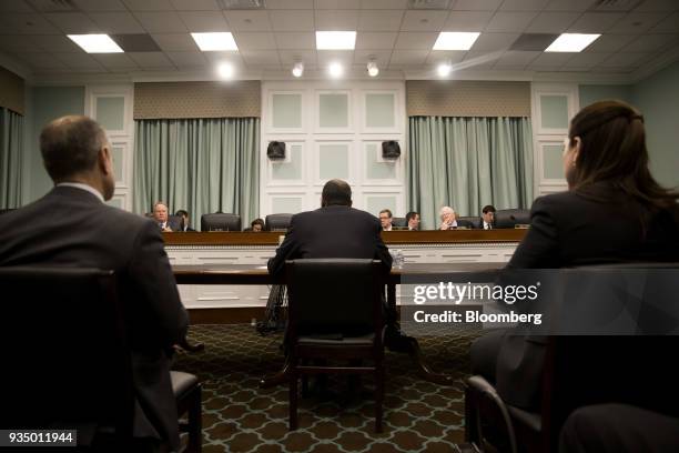 Ben Carson, secretary of Housing and Urban Development , center, speaks during a House Appropriations Subcommittee hearing in Washington, D.C., U.S.,...