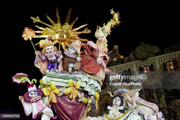 Falla during the last day of the Las Fallas Festival on March 19, 2018 in Valencia, Spain. The Fallas is Valencias most international festival, which...