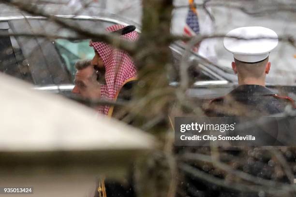 Saudi Arabian Crown Prince Mohammad bin Salman arrives at the White House West Wing via the West Executive Drive entrance for meetings with U.S....
