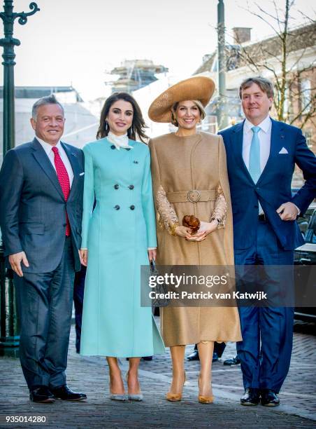 King Willem-Alexander of The Netherlands, Queen Maxima of The Netherlands, King Abdullah of Jordan and Queen Rania of Jordan arrive at theater...