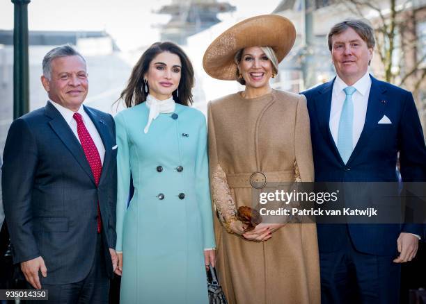 King Willem-Alexander of The Netherlands, Queen Maxima of The Netherlands, King Abdullah of Jordan and Queen Rania of Jordan arrive at theater...