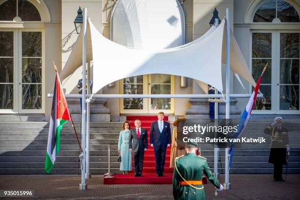 Queen Rania of Jordan, King Abdullah of Jordan, King Willem-Alexander of The Netherlands and Queen Maxima of The Netherlands during an official...