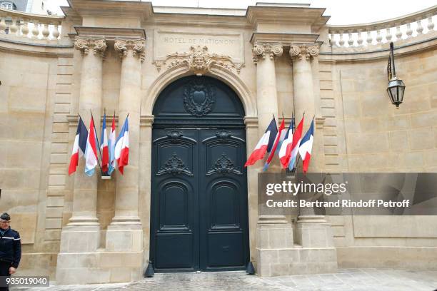 Illustration view during the meeting of Grand-Duc Henri and Grande-Duchesse Maria Teresa of Luxembourg at the "Hotel de Matignon" during their State...