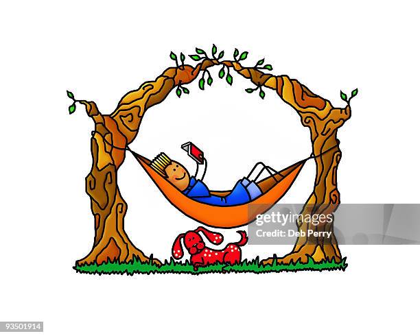 hammock reader - hammock stock illustrations