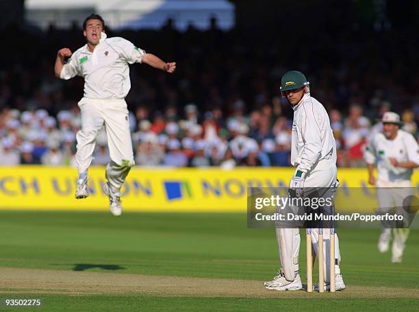 Somerset bowler Steffan Jones celebrates taking the wicket of Leicestershire's Neil Burns, caught by wicketkeeper Rob Turner for 6 during the...