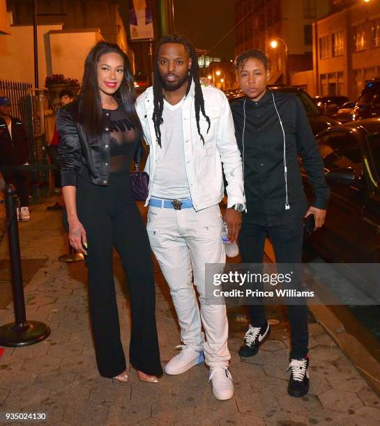 Erica Mena, Good Shooter and Melissa Scott attend "Lov & Hip Hop" Season 7 Viewing Party at M Bar on March 19, 2018 in Atlanta, Georgia.