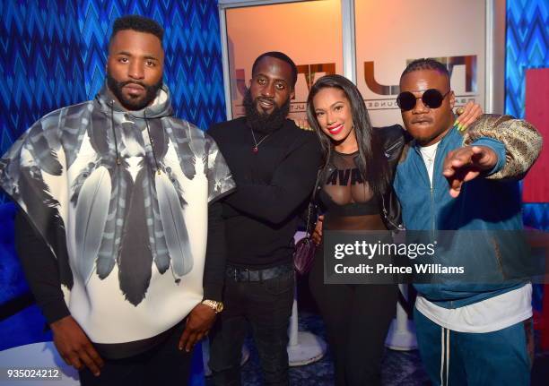 Brasco, Young Botchey, Erica Mena and Sean Garrett attend "Love & Hip Hop" Season 7 Viewing Party at M Bar on March 19, 2018 in Atlanta, Georgia.