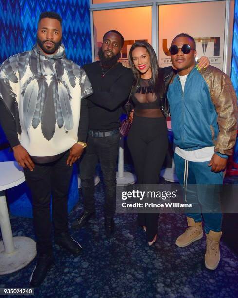 Brasco, Young Botchey, Erica Mena and Sean Garrett attend "Love & Hip Hop" Season 7 Viewing Party at M Bar on March 19, 2018 in Atlanta, Georgia.