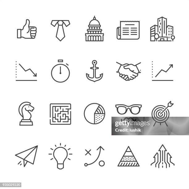 business - outline style icons - maze stock illustrations