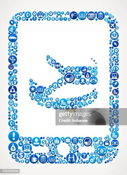 computer graphs business and finance blue icon pattern - building manager tablet stock illustrations