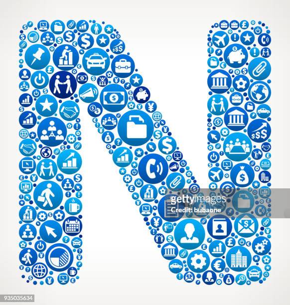 letter n business and finance blue icon pattern - financi��n stock illustrations