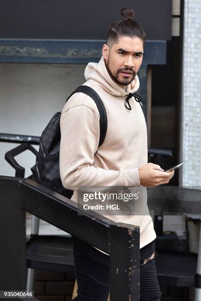 Louis Smith seen at the ITV Studios on March 20, 2018 in London, England.