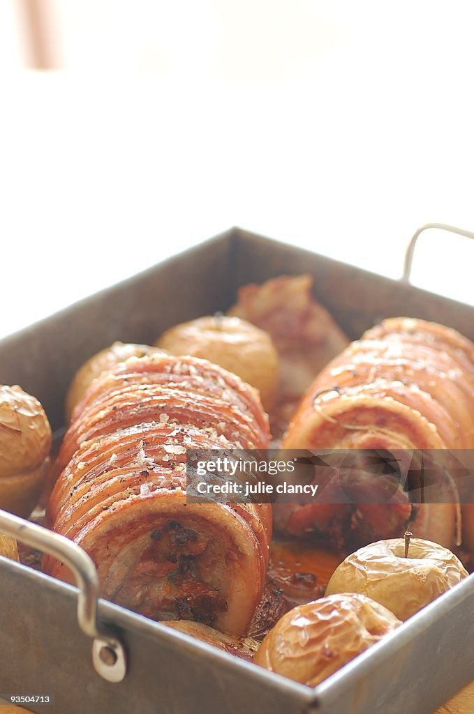 Roasted rolled pork belly