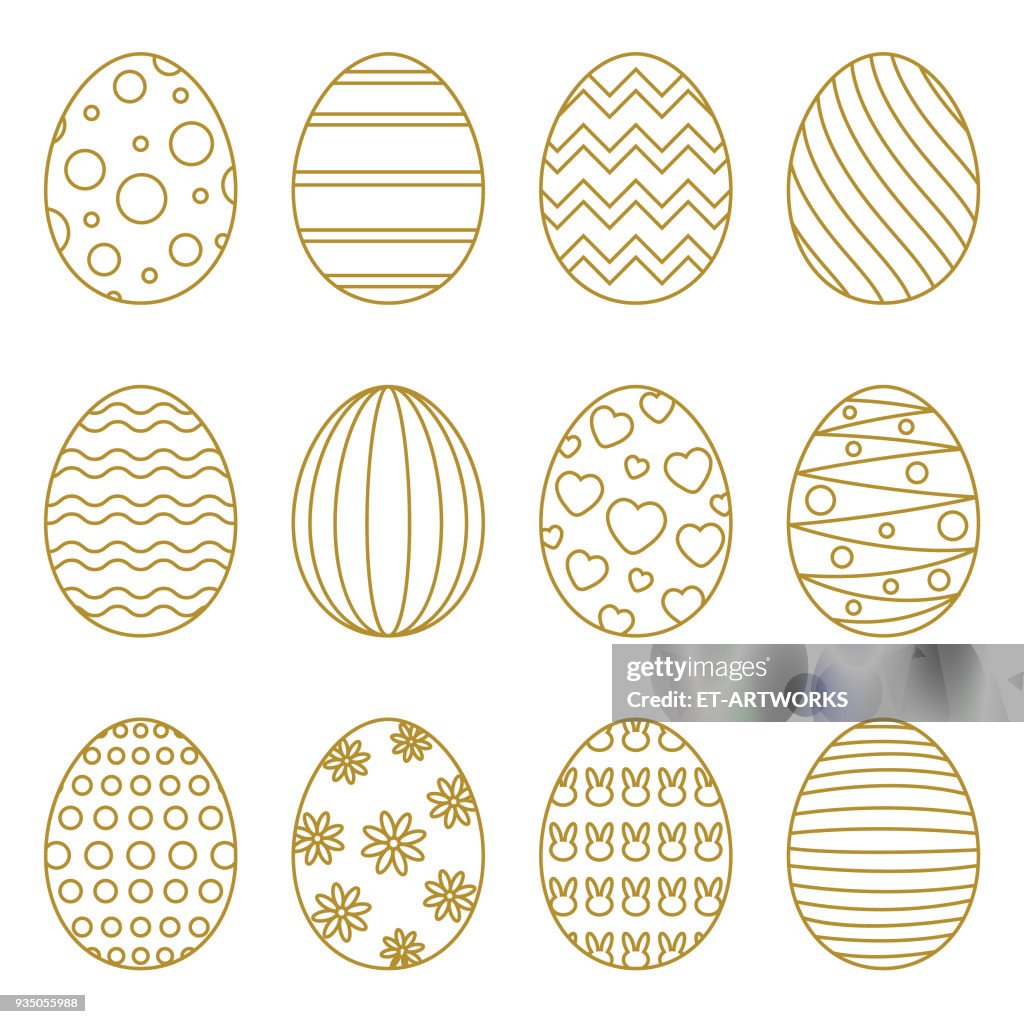 Easter eggs with linear multicolor pattern