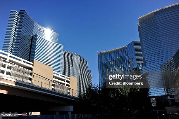 The Vdara Hotel and Spa, left, and other buildings stand at the MGM Mirage CityCenter complex in Las Vegas, Nevada, U.S., on Monday, Nov. 30, 2009....