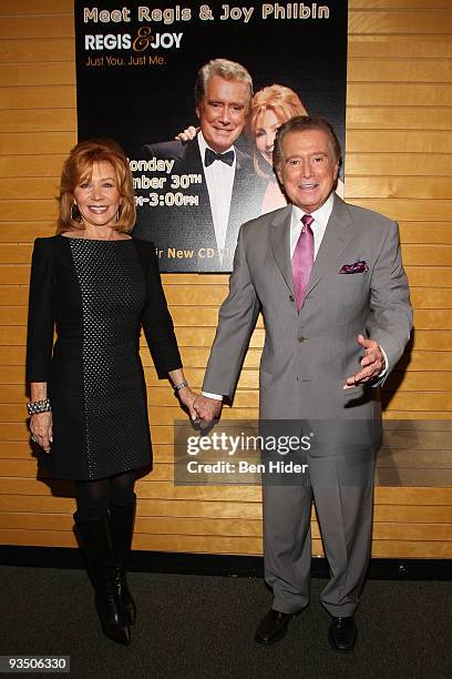 Singers Joy Philbin and Regis Philbin pose for photographs before signing "Just You. Just Me." at Barnes & Noble, Lincoln Triangle on November 30,...