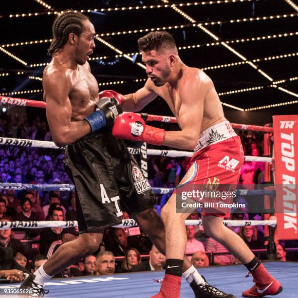 Jose Ramirez defeats Amir Imam by Unaimous Decision in their Super Lightweight Title fight at The Hulu Theatre at Madison Square Garden on March 17,...