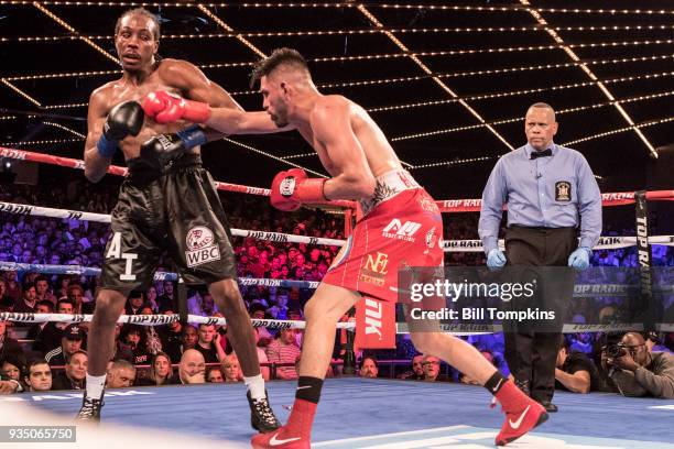 Jose Ramirez defeats Amir Imam by Unaimous Decision in their Super Lightweight Title fight at The Hulu Theatre at Madison Square Garden on March 17,...