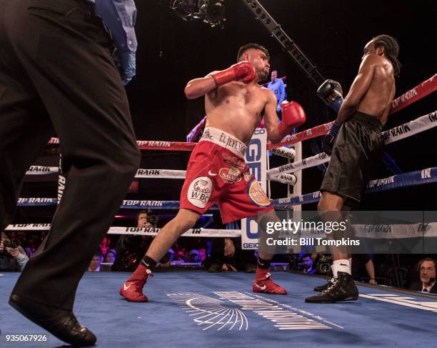 Jose Ramirez defeats Amir Imam by Unaimous Decision in their Super Lightweight Title fight at The Hulu Theatre at Madison Square Garden on March 17,...